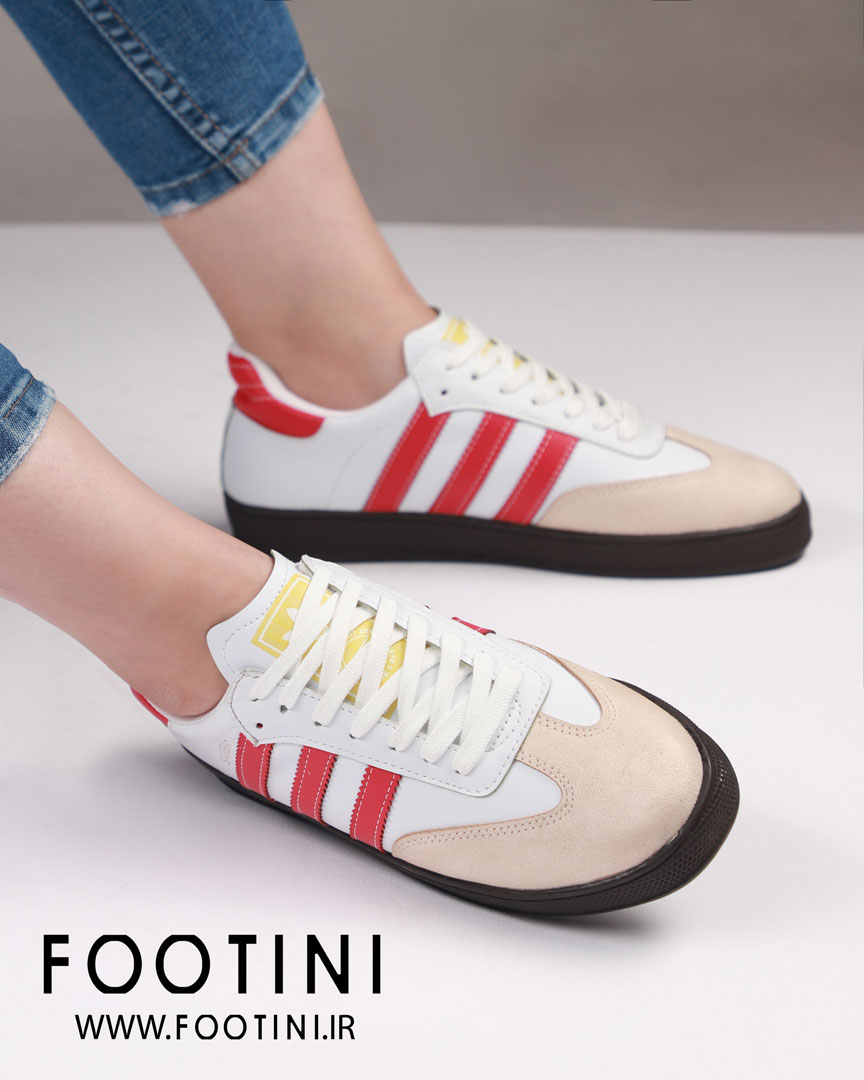 کتونی-آدیداس-سامبا-سفیدقرمز.jpg-فوتینی کتونی زنانه سامبا سفید قرمز - Image 1