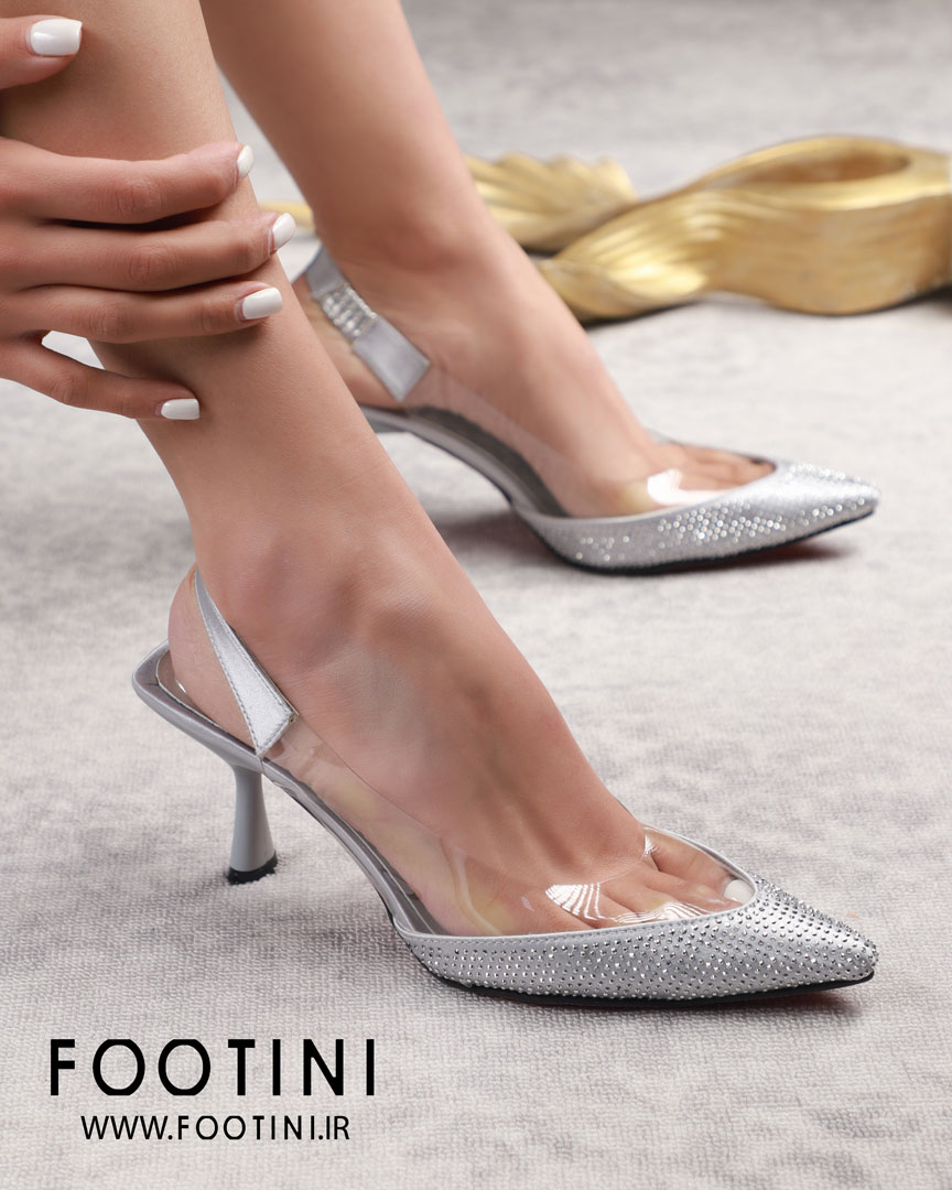 کفش مجلسی طلقی نگینی زارا نقره‌ای
