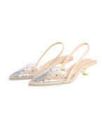 کفش مجلسی نگینی کد1006 پاشنه 5سانت MR-کرم