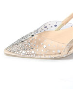 کفش مجلسی نگینی کد1006 پاشنه 5سانت MR-کرم